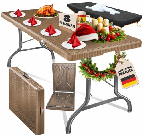 KESSER® Buffettisch Tisch klappbar Kunststoff 183x76cm Rattan Optik...