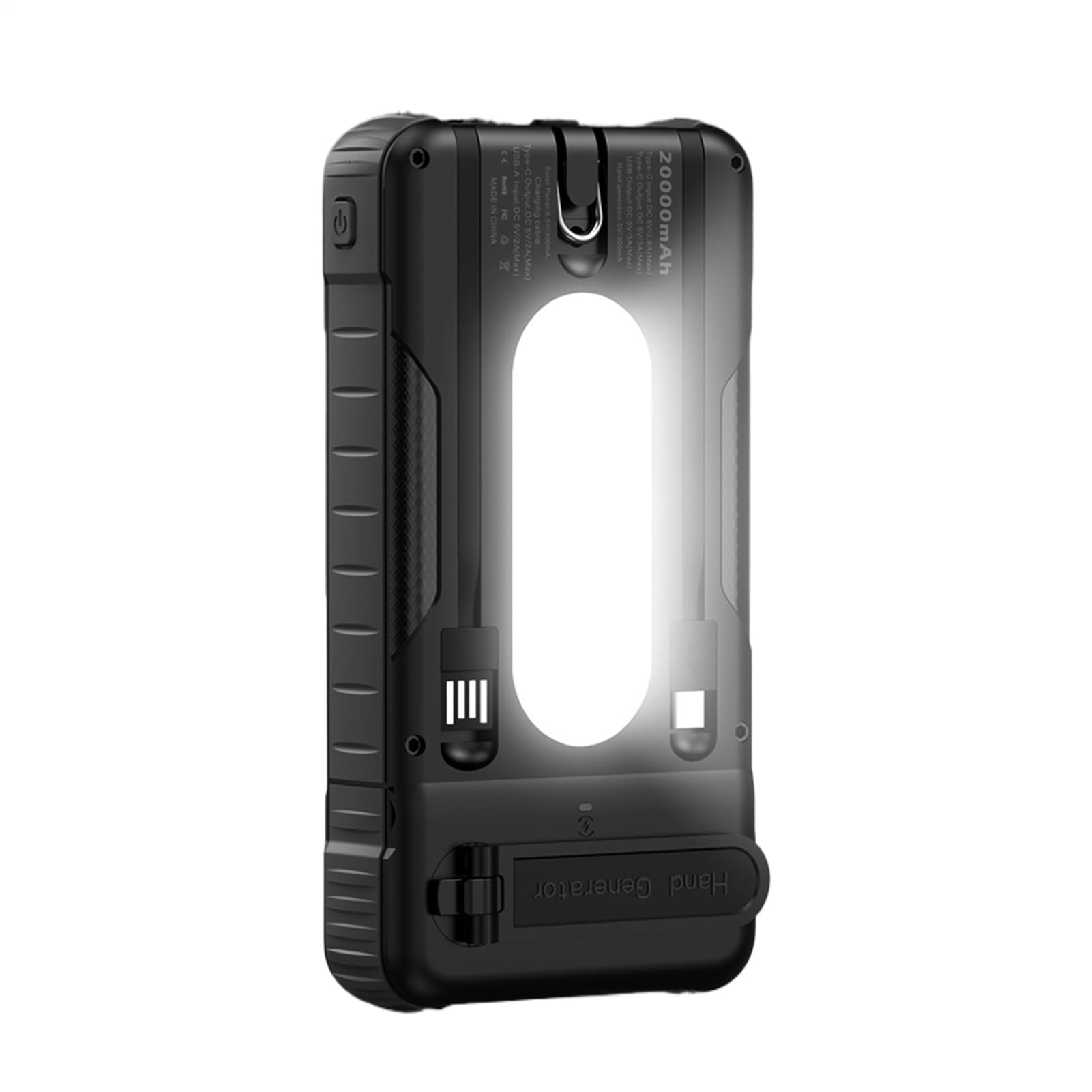 Power Bank Solare Power Bank Impermeabile 20000mAh | Power Bank Solare Con Manovella Per Telefono Per Tablet, Fotocamera, Smartphone, Campeggio, Viaggio