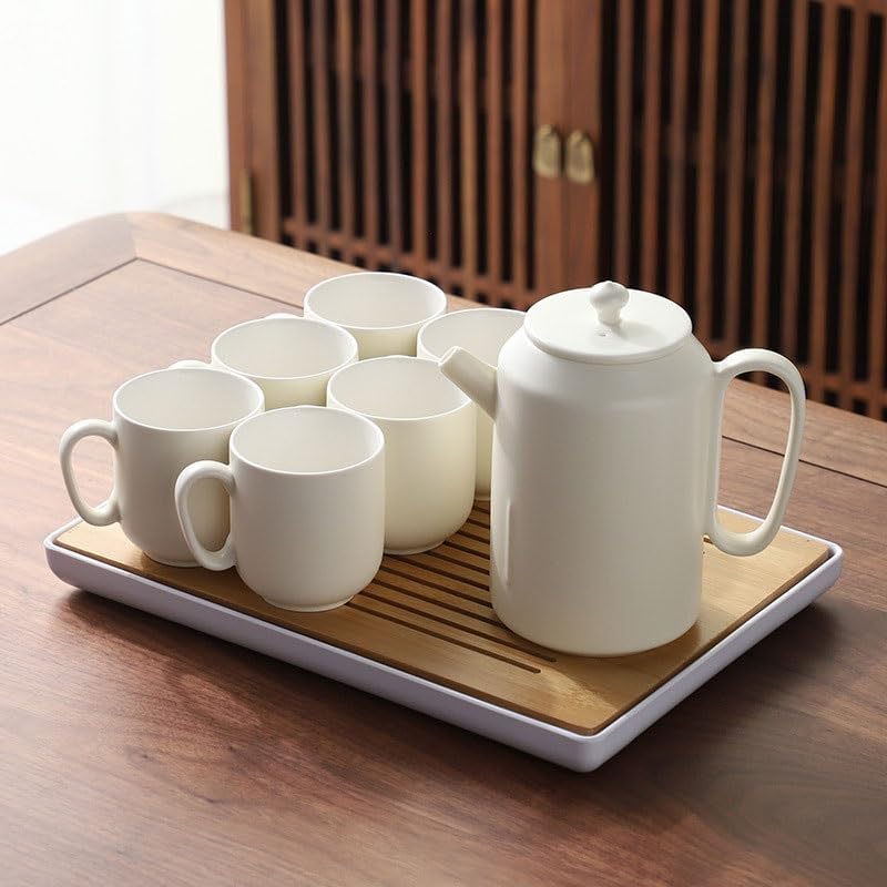 Large Capacity White Ceramic Tea Sets Afternoon Set with A Hand Held Teapot At