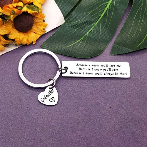 Christmas Keyring Godmother Gift Keyring Keychain First Communion Gift Thank You Gift for Godmother Baptism Gift Christen Gift Mother's Day Birthday Gift for Godmother from Godchild Appreciation Gift