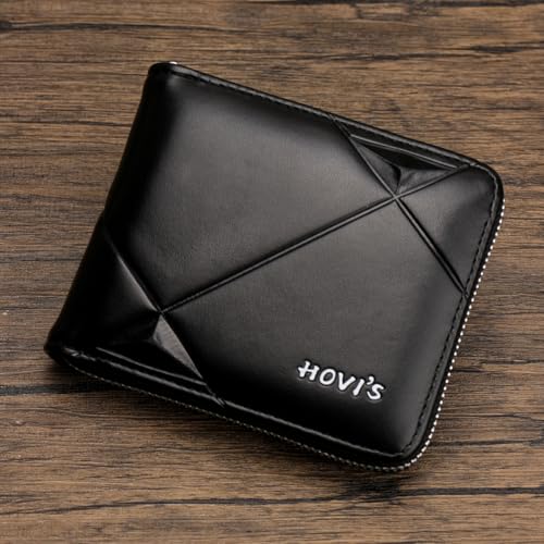 RFID Blocking Slim Wallet for Men & Women | Compact Zip Around Travel Wallet with Card Slots & ID Window | Secure Bifold Leather Mini Front Pocket Wallet for Daily Use (Black)3