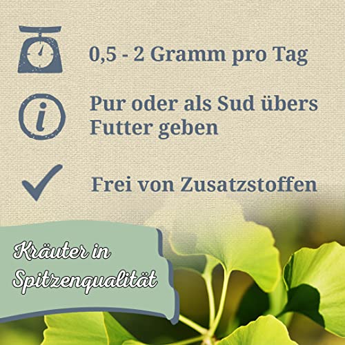 Krauterie Ginkgo für Hunde, Einzelfuttermittel für Hunde (100 g), Ginkgoblätter geschnitten in Spitzenqualität
