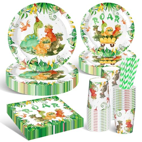 DANXIAN 20 Gäste Dino Partygeschirr Set