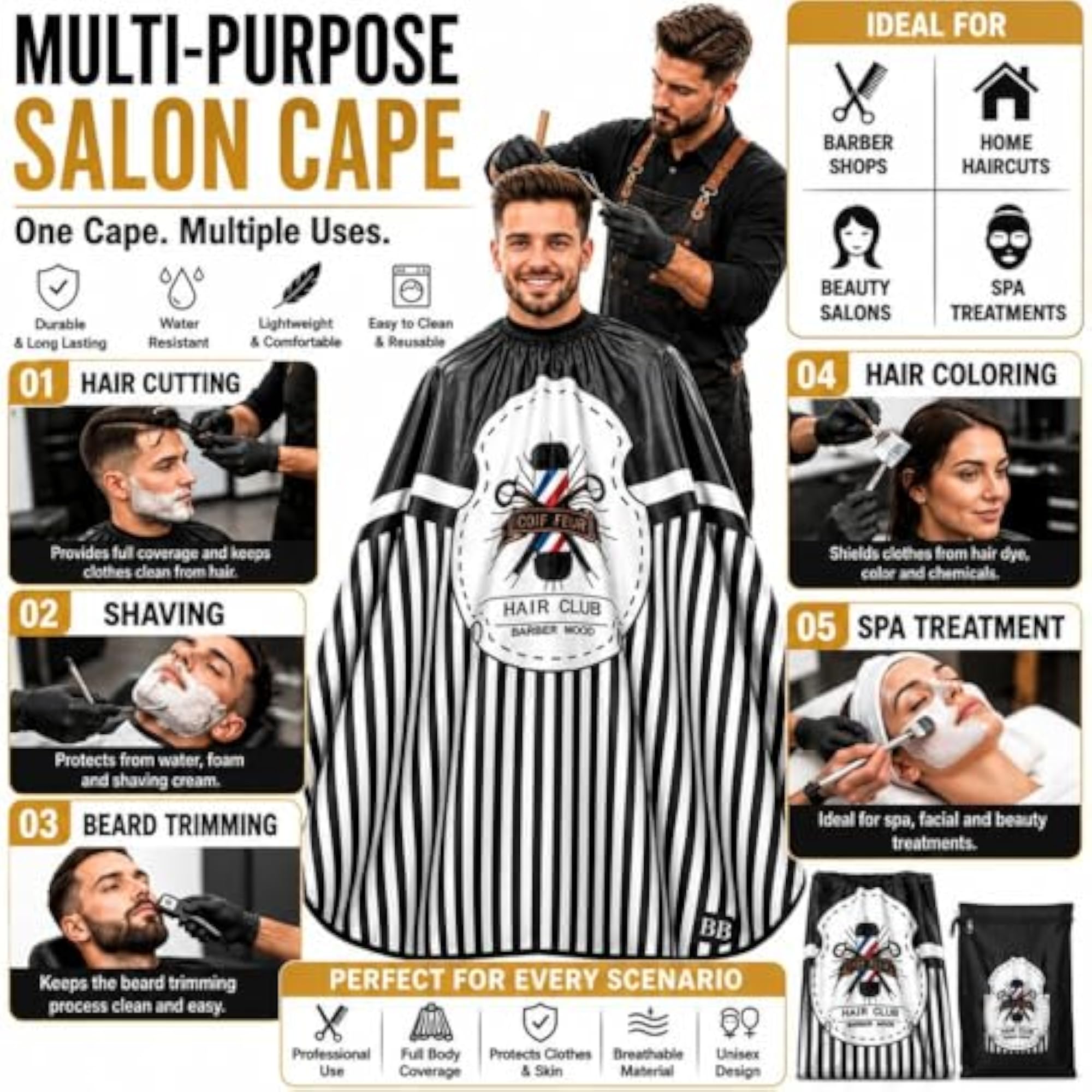 Professional Barber Salon Apron Hair Cutting Cape