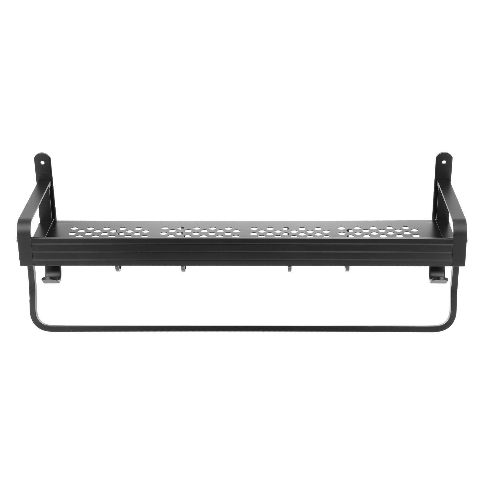 CHILDWEET Estante de Ducha y Mantienen Ordenados los Accesorios de Aluminio Espacial sin Taladro Negro 50 Cm Ganchos de Pared que Previenen Caídas para Baño