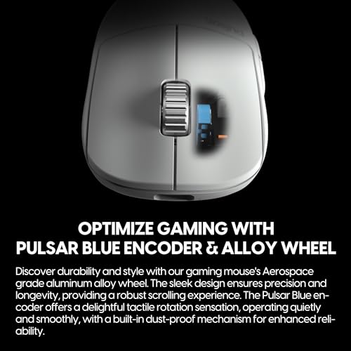 Image of Pulsar Gaming Gears - X2H eS Wireless Gaming Mouse, Limited Edition, Symmetrical, Optical Switch, OLED Display, Driverless, PAW3395 Sensor, 100H Battery, 4K dongle Included (Medium, White)
