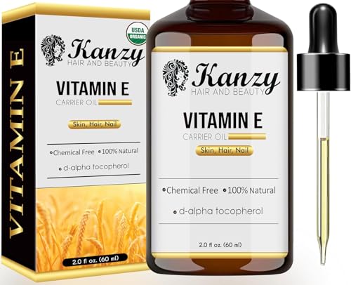 Kanzy Aceite de Vitamina E Liquida para Cuidado Facial, 100% Natural a Base de Plantas Vitamin E Oil para el Cabello d-Alfa Tocoferol 60 ml Aceite Corporal para Mujeres y Hombres