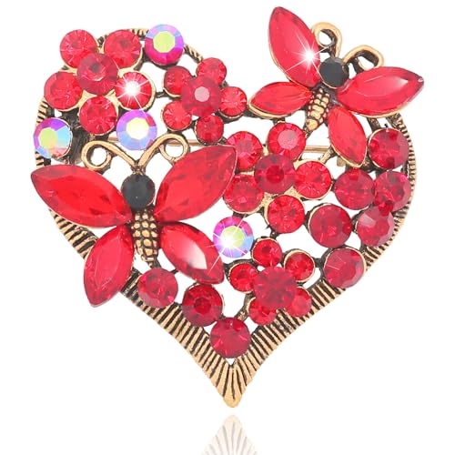 Image of Heart Shape Rhinestone Brooch Crystal Love Brooches for Women Pin Wedding Fashion Brooches Jewelry,Women Gift