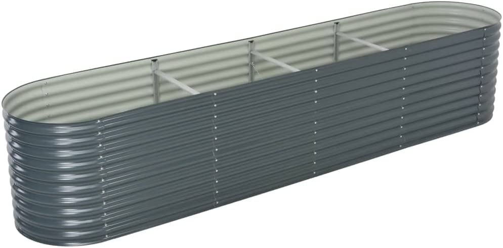 KOIECETA Hochbeet Stahl Grau 400x80x81 cm Gemüsebeet Pflanzbeet Frühbeet Garten