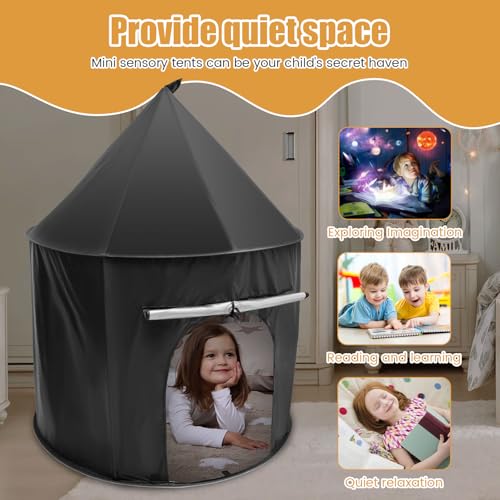 BAODBF Children Pop Up Play Tent Black Out Tent Helps With Autism Pop Up Tent with Silver Inner Lining & Bag Calm Down Tent 100×100 cm Blackout Tent for Kids - Image 2
