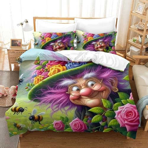 KQZJXNRPHG Housse de Couette 3D Imprimée Troll Féérique Microfibre Décoration Chambre Parure de...
