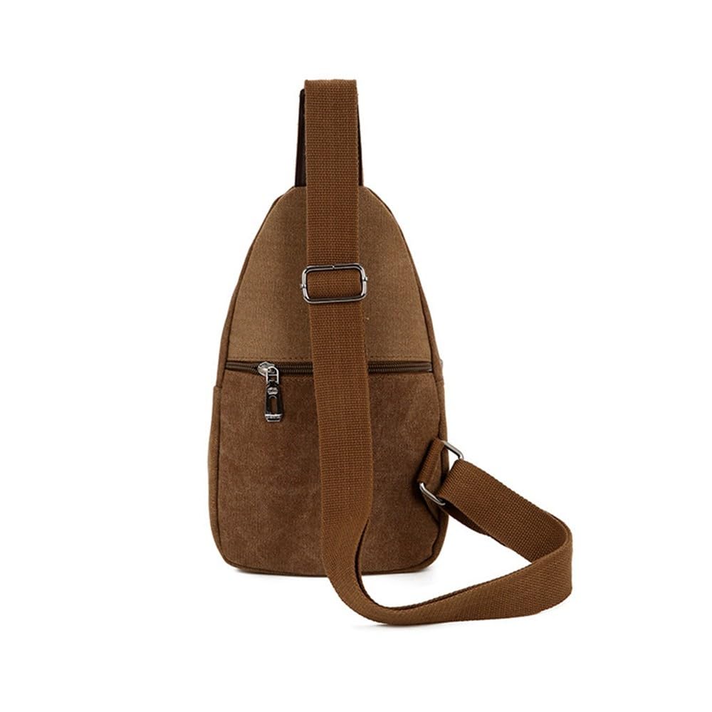 Sac de Poitrine Homme Femme Grande Capacité Toile Multi-Poches Randonnée Cyclisme Voyage Sport