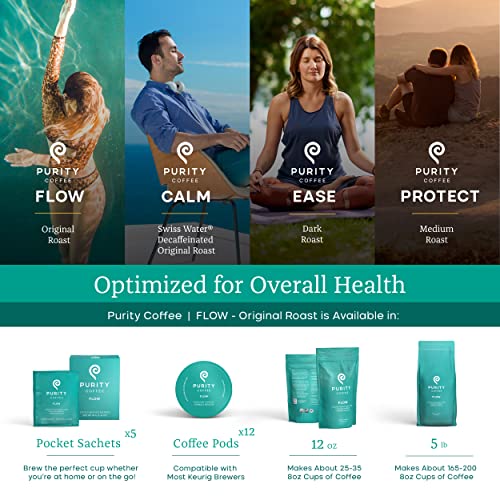 Purity Coffee Flow Medium Roast Organic Coffee - Usda Certified Organic Specialty Grade Arabica Whole Bean Coffee - Third Party Tested For Mold, Mycotoxins And Pesticides - 5 Lb Bag #TOP2