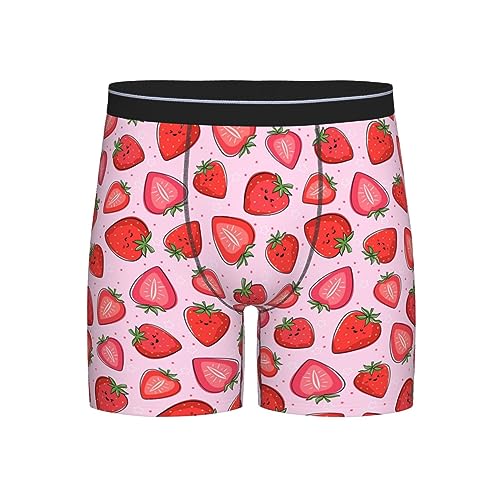 Cute Strawberry Men's Underwear Long Leg Boxer Briefs Stretch Briefs for Men Teens