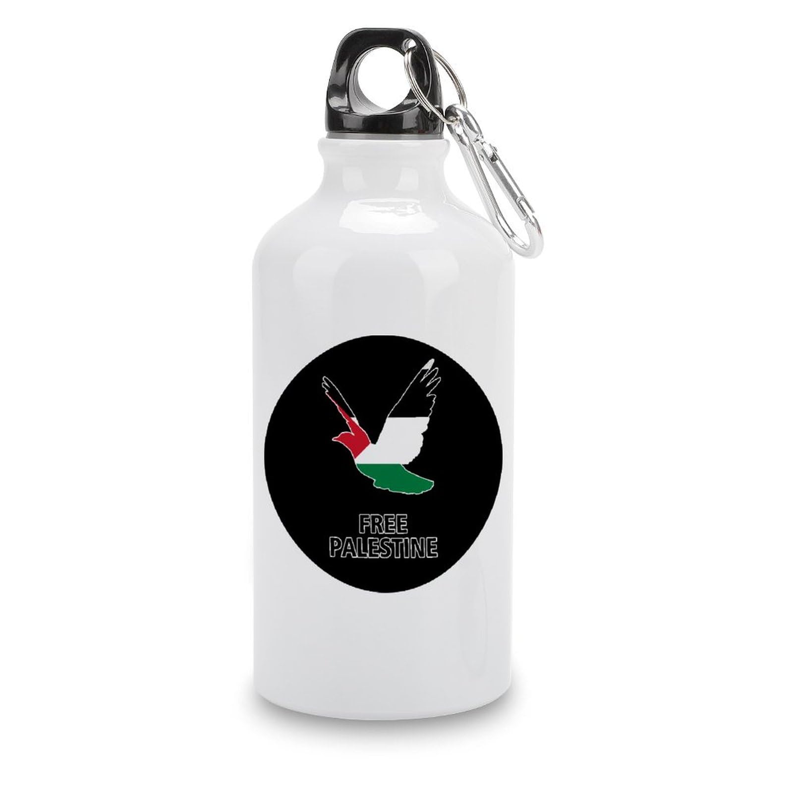 Palestine Flag Travel Sports Water Bottles Free Palestine Water Bottles Stainless Steel 14 OZ Insulated Bike Water Bottle with Carabiner Clip for Outdoor Camping Travel