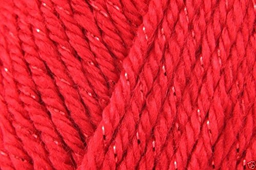 Caron Simply Soft Party Acrylic DK Knitting Wool Yarn 85g -015 Rich Red Sparkle