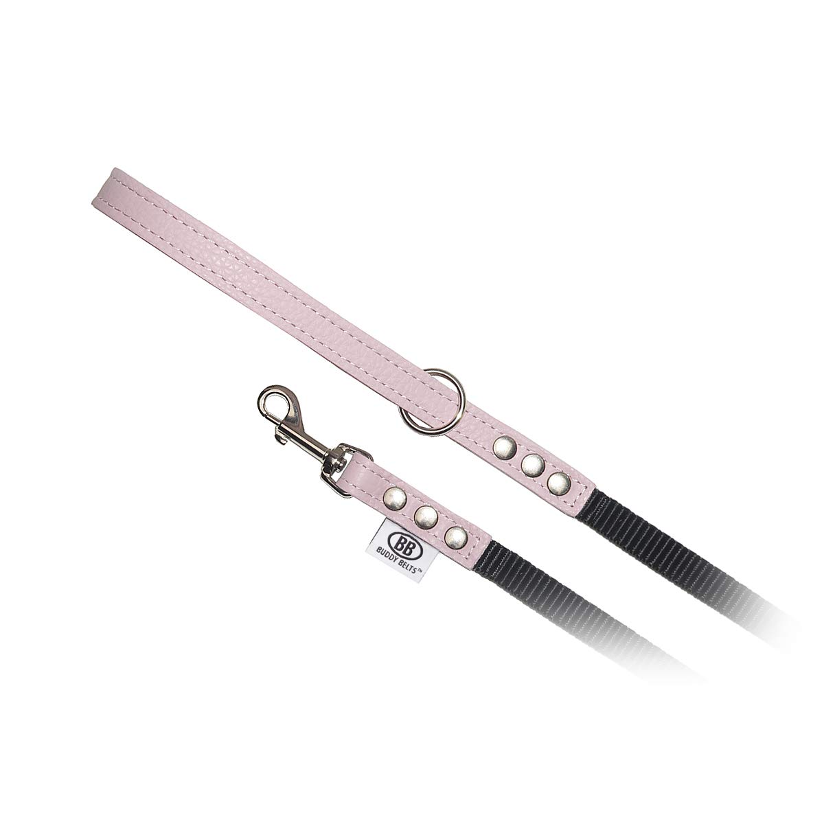 BUDDY BELTPebble Grain Accent Leather Nylon Leash Pink - Premium Edition (1/2" x 4')