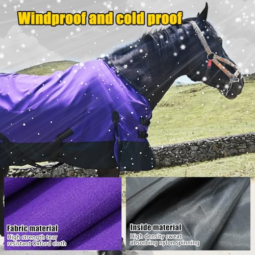 Image of Adjustable Waterproof Horse Sheet | Horse Blankets for Real Horses|Perfect Rainy Day Protection(66 inch, Purple)