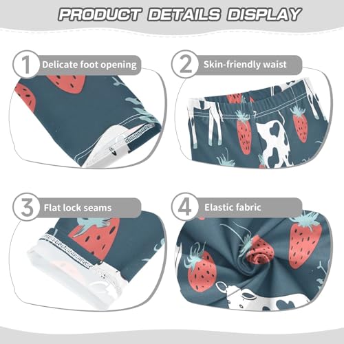 Bolaz Toddler Girls Leggings Printed Yoga Pants Leggings Cow Strawberries for Kids3