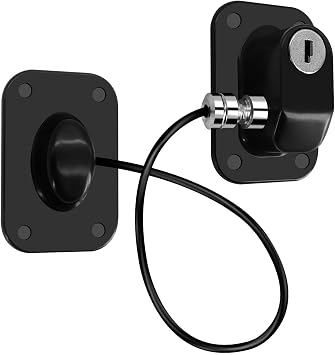 Fridge Lock with Keys, Child Safety Lock Self-Adhesive   No Drill Refrigerator Door Lock & Freezer Lock, Cabinet Locks for Drawers, Windows, Fridge Freezer   2 Mounting Options, Black