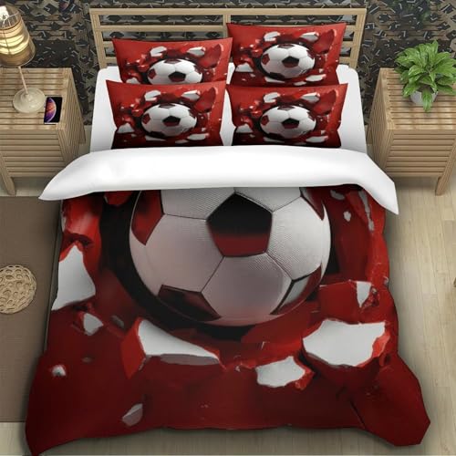 Housse de couette football imprimé 3D parure de lit Super King