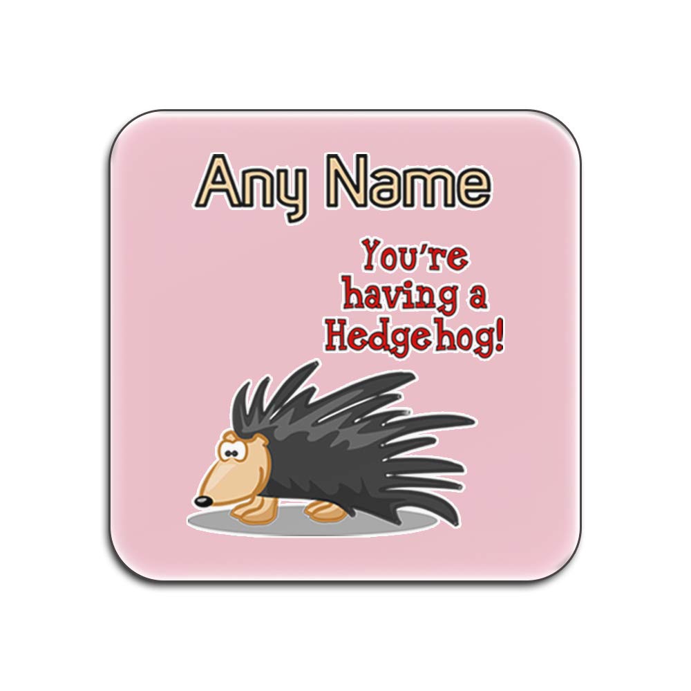 Dessous-de-verre carré blanc et rose You are Having A Hedgehog pour table basse lot de 4