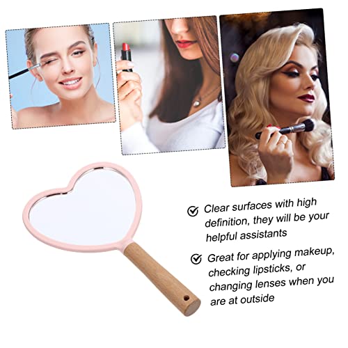 Espejo de maquillaje portátil con forma de corazón miniatura 7