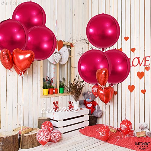 Image of KatchOn, Large Pink Round Foil Balloons Set - 22 Inch, Pack of 6 | Metallic Hot Pink Balloon for pink Theme Birthday Decorations | Metallic Balloons | Mylar Balloon for Wedding Decoration