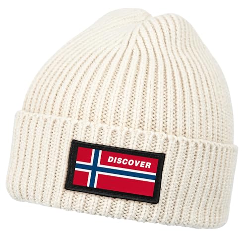 Bonnet tricoté pour homme avec patch drapeau norvégien imprimé