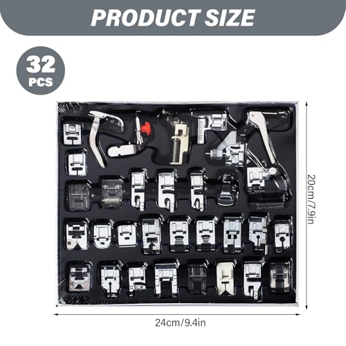 Kit multifuncional 32 piezas pies para máquina de coser miniatura 7