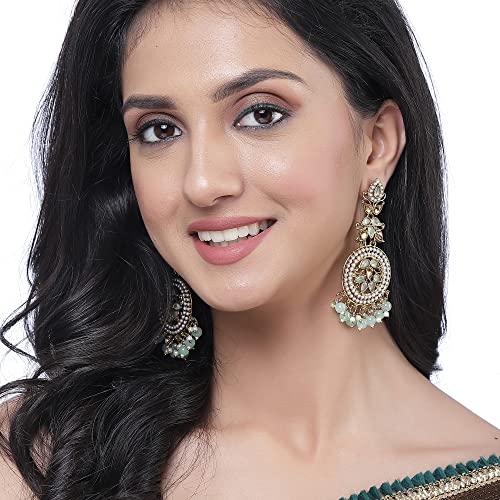 Gold-Plated Kundan Contemporary Jhumka Earrings