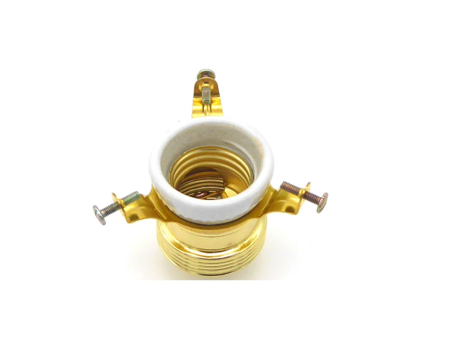 Set portalampade E27 antichizzato Metallo e porcellana + Ghiera a ragno blocca paralume