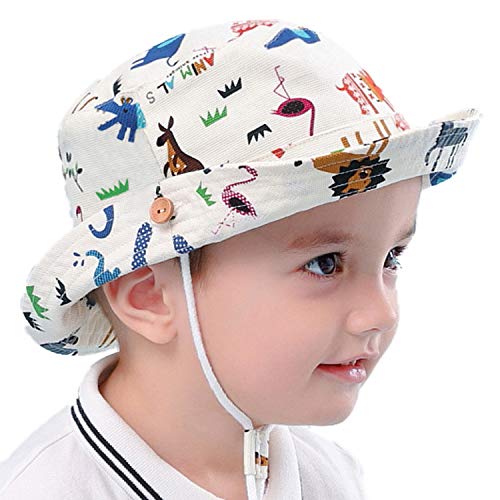Luzlen Toddler Boy Sun Hat Summer Beach UPF 50+ Protection Baby Bucket Animal