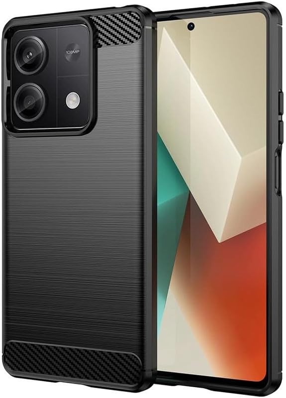 Image of NPRC Hybrid Ultra Slim Protective Case TPU Non-Slip Carbon Fiber Texture Shockproof Case Cover for Poco X6 neo - Black