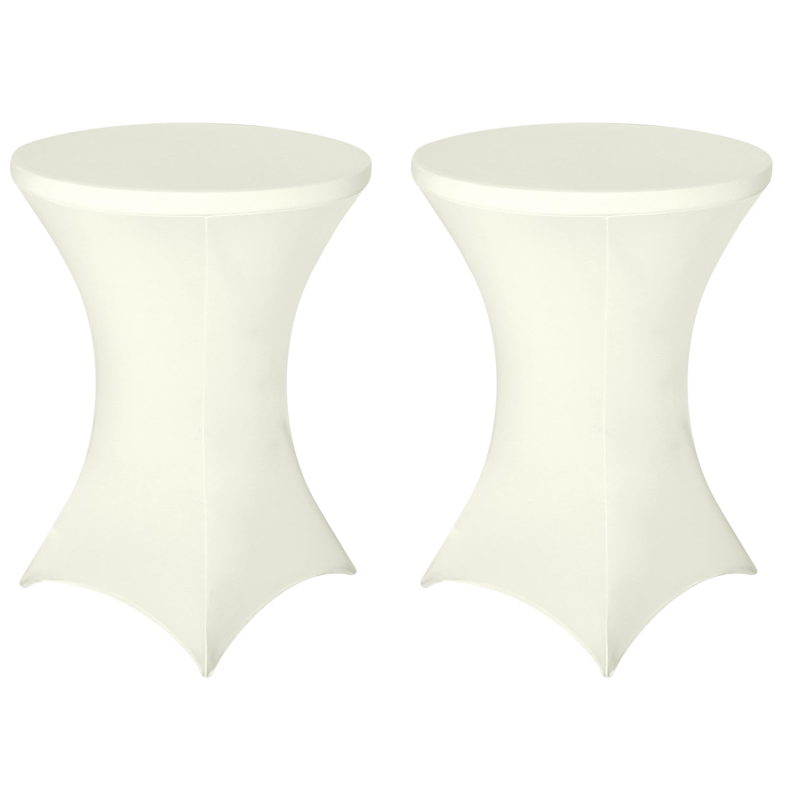 FestiCorp Paquete de 2 manteles de elastano color crema, manteles ajustados para cóctel, manteles redondos elásticos para fiestas, DJ, bar, boda, cumpleaños, banquetes, 30-32 pulgadas de diámetro x 40
