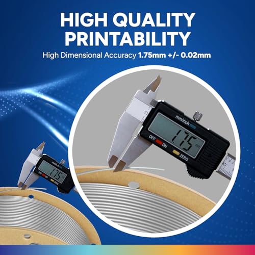 Image of OVERTURE PLA Plus (PLA+) Filament 1.75mm, Stronger & More Durable, Professional Toughness 3D Printer Filament 1kg (2.2lbs), High Precision + /- 0.02mm, Tangle-Free (Moonlight Silver)