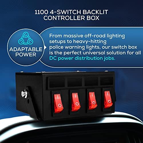 Ultra Bright Lightz 1100 4-Switch Backlit Controller Box | Emergency Vehicle Strobe Warning Lights | Siren | Speaker #TOP3