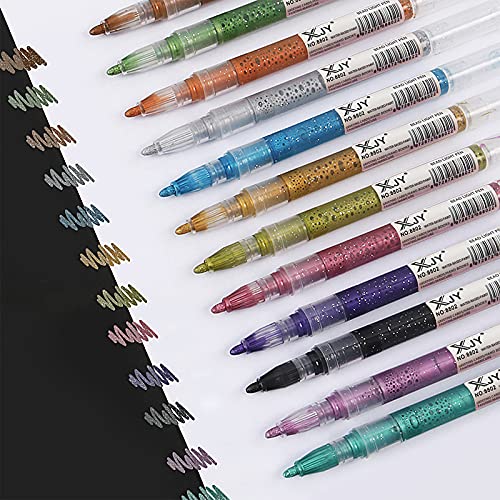 Metallic Marker Pens, Penne Metallici Marker 8 Colors Ideali per DIY Carte,Album Foto,Libri per La Colorazione Adulti USA su Vetro Metallo Ceramica Pietra Legno (8 colors)