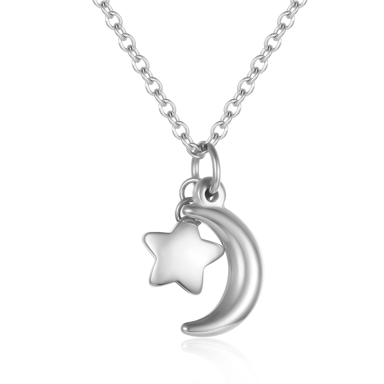 Moon Star Cremation Jewelry For Human Ashes Stainless Steel Memorial Urn Necklace Keepsake Sympathy For Women Mom