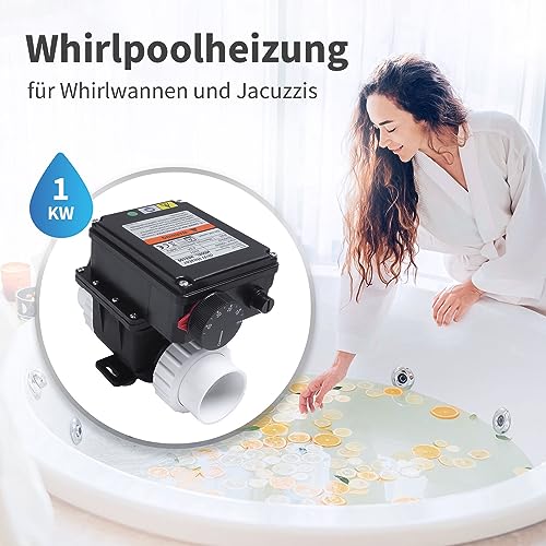 AQUADE Whirlpool-Heizung SPA-Thermostat Durchlauferhitzer Leistung 1 KW Elektrischer Pool-Warmwasserbereiter Thermostat für Badewannen-Pools – Bild 3