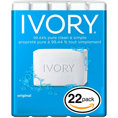 (PACK OF 22 BARS) Ivory ORIGINAL SCENT Bar Soap for Men & Women. 99.44% PURE! Free of Dyes & Heavy Perfumes! Healthy Skin for Hands, Face & Body! (22 Bars, 3.10oz Each Bar)