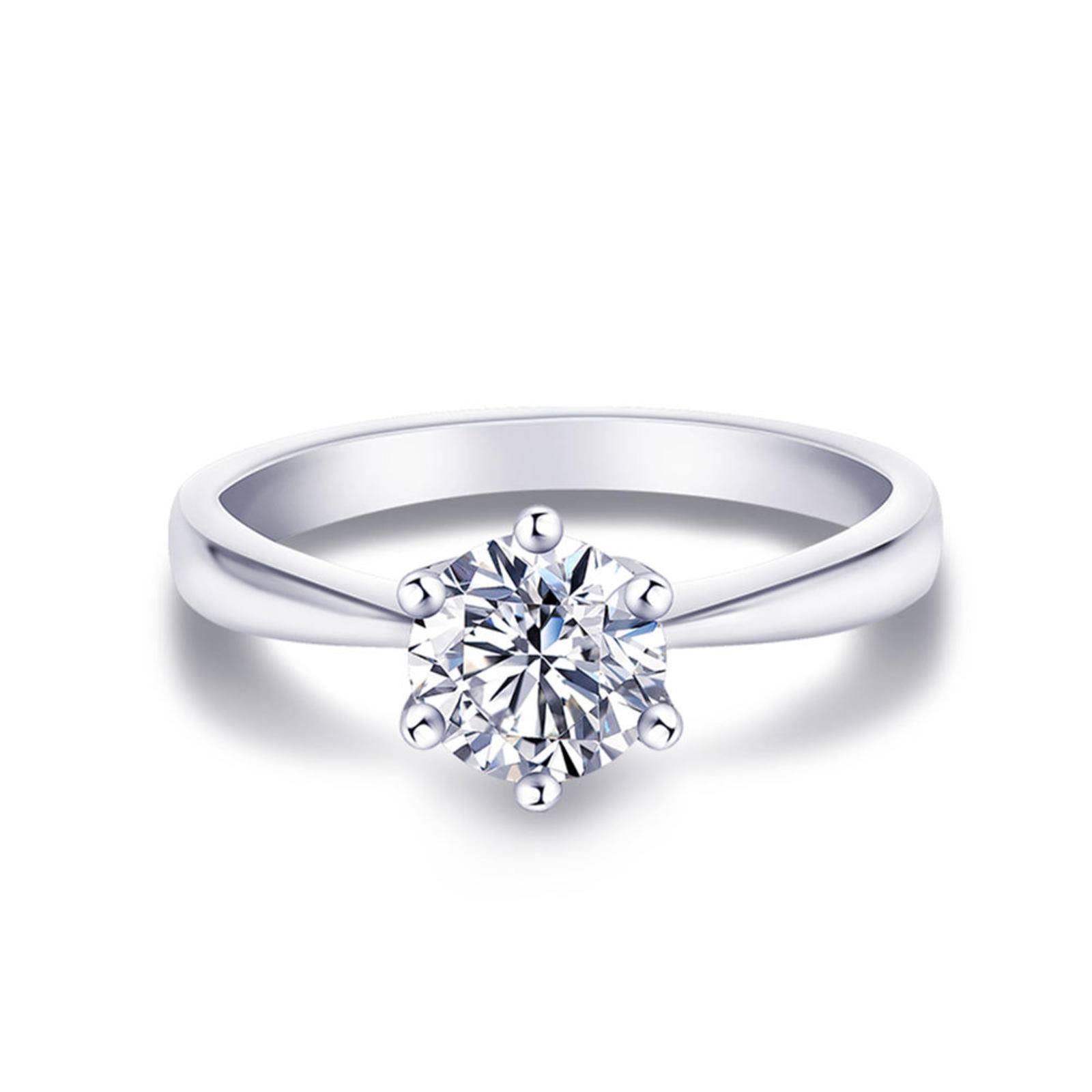 TIANYU GEMS1.0ct 925 Solid Sterling Silver Engagement Moissanite Ring for Brid Wedding Band