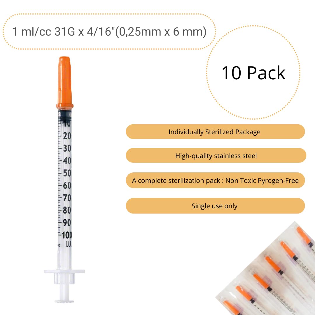Lot de 10 tubes en plastique de 1 ml/cc (31 g x 6 mm) - Outils de mesure polyvalents - Emballage individuel - Accessoires de laboratoire