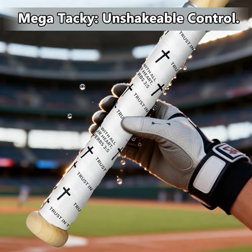 Eyourlife 2 Pack Baseball Bat Grip Bat Wraps for Baseball Lifestyle Softball Gifts Pro Feel Non-Slip Elite Batting Grip Tape for Bats Players White Proverbs 3：5 — view 6