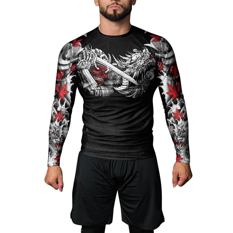 Samurai Long Sleeve Compression Rash Guard Men 3D Baselayer Skin Performance Shirt for MMA BJJ Jiu-Jitsu Muay Thai4