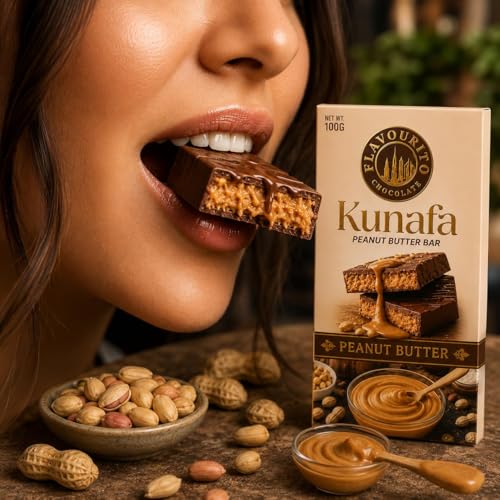 Image of Flavourito Kunafa Pistachio Chocolate Bar 100g, Satisfying, Sharp Snap Of Smooth Milk Chocolate that Gives Way to a Creamy, Rich, and Nutty Pistachio (Kunafa Peanut Butter) DECADENT FOODS