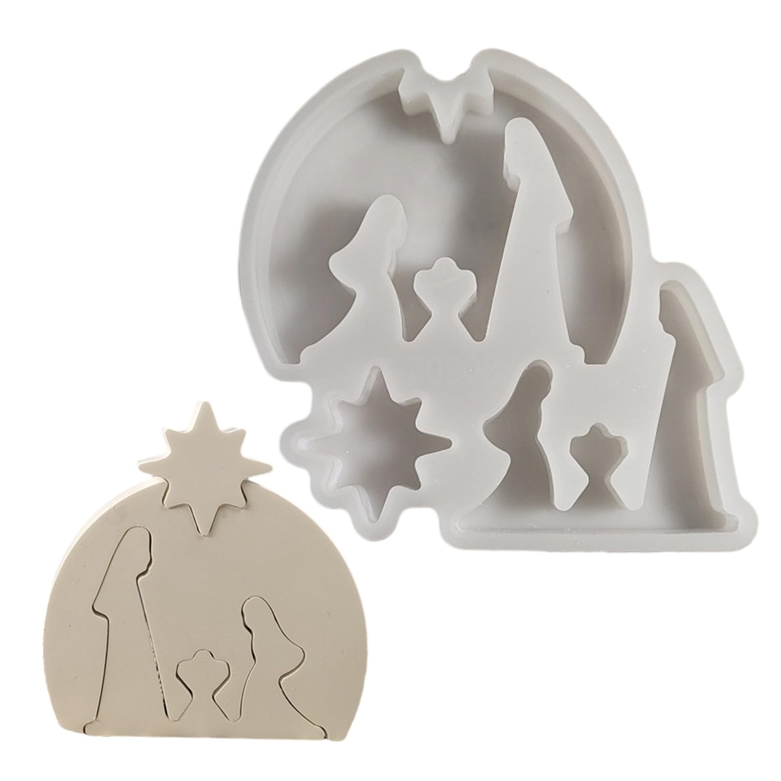 Buxuaaaa Nativity Themed Resin Silicone Molds for Making Silicone Epoxy Resin Fondant Molds for Baking Craft Mold