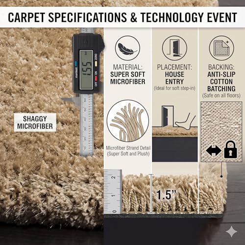 Image of Luxury Shaggy Area Rug, Ultra Soft 1.5 Inch High-Pile Plush Carpet for Bedroom, Fluffy Non-Slip Room Decor, Large Shag Rug for Nursery & Living Room(3x5 Feet, Beige91)