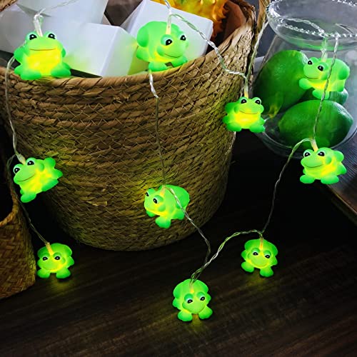 Cute Frog Night Lights Green Frogs String Light Battery Operated Farmland Animal Garland Lamp for Bedroom Holiday Christmas Decortion