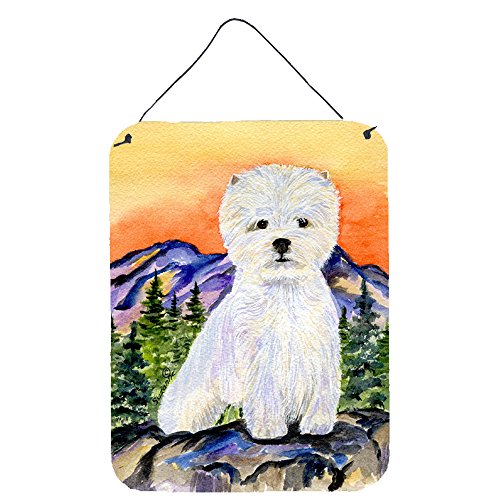 Caroline's Treasures SS8159DS1216 Westie Wall or Door Hanging Prints Aluminum Metal Sign Kitchen Wall Bar Bathroom Plaque Home Decor Front Door Plaque, 12x16, Multicolor
